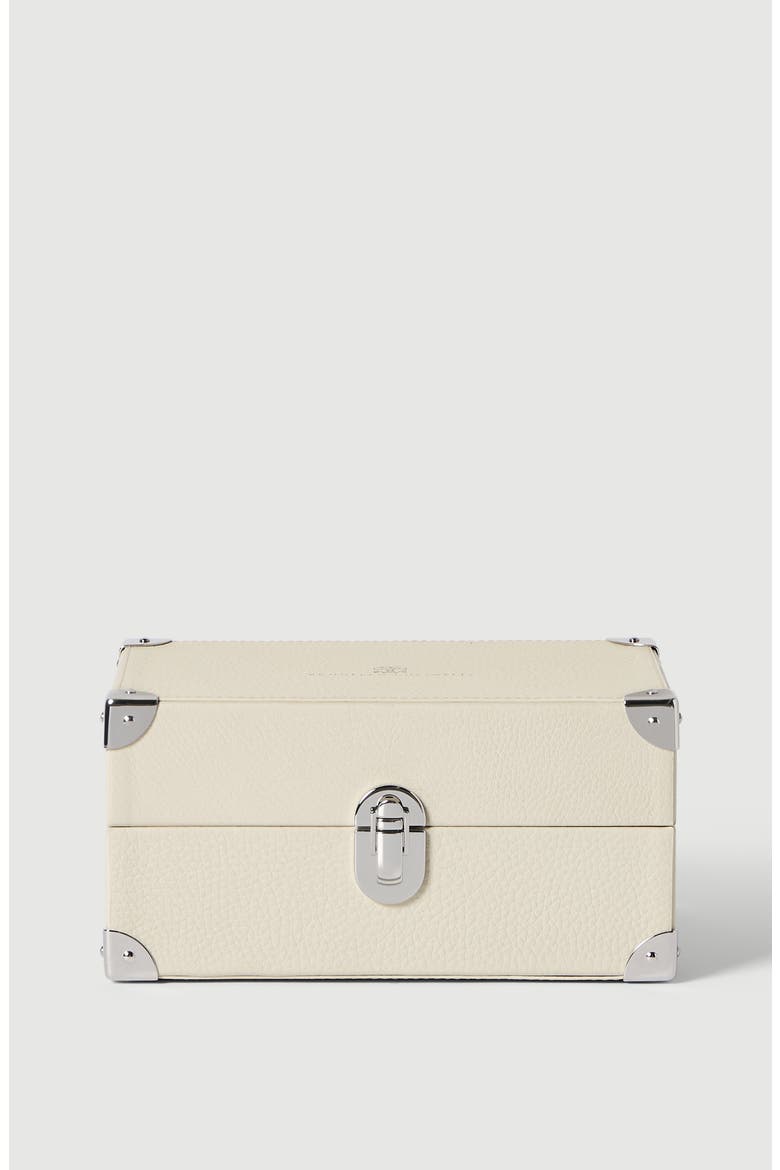 Grained calfskin watch box, Main, color, Ivory
