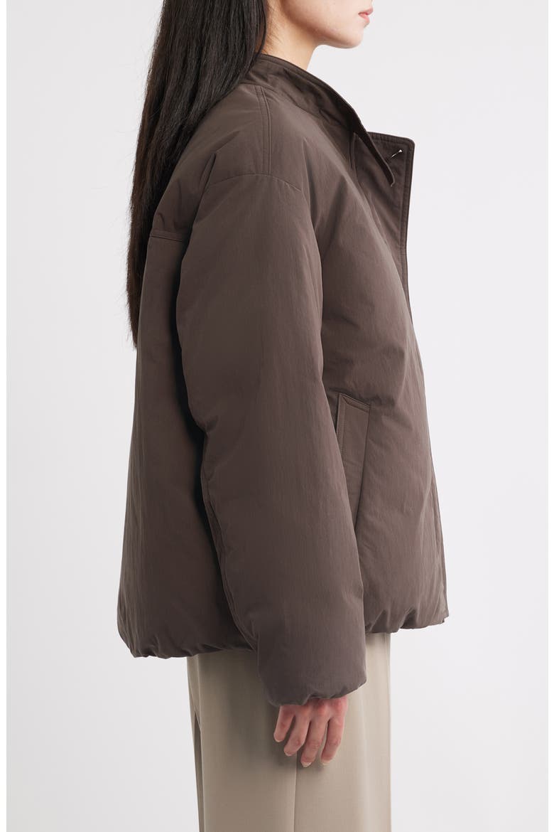 Knit Collar Down Jacket, Alternate, color, BURNT WALNUT