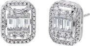 BY ADINA EDEN CZ Rectangular Halo Stud Earring