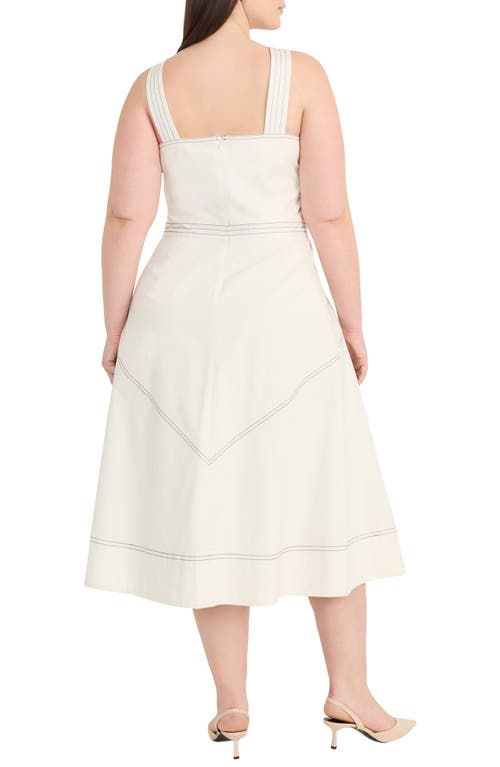 Maggy London Sleeveless Yoke Skirt Midi Sundress In Sugar