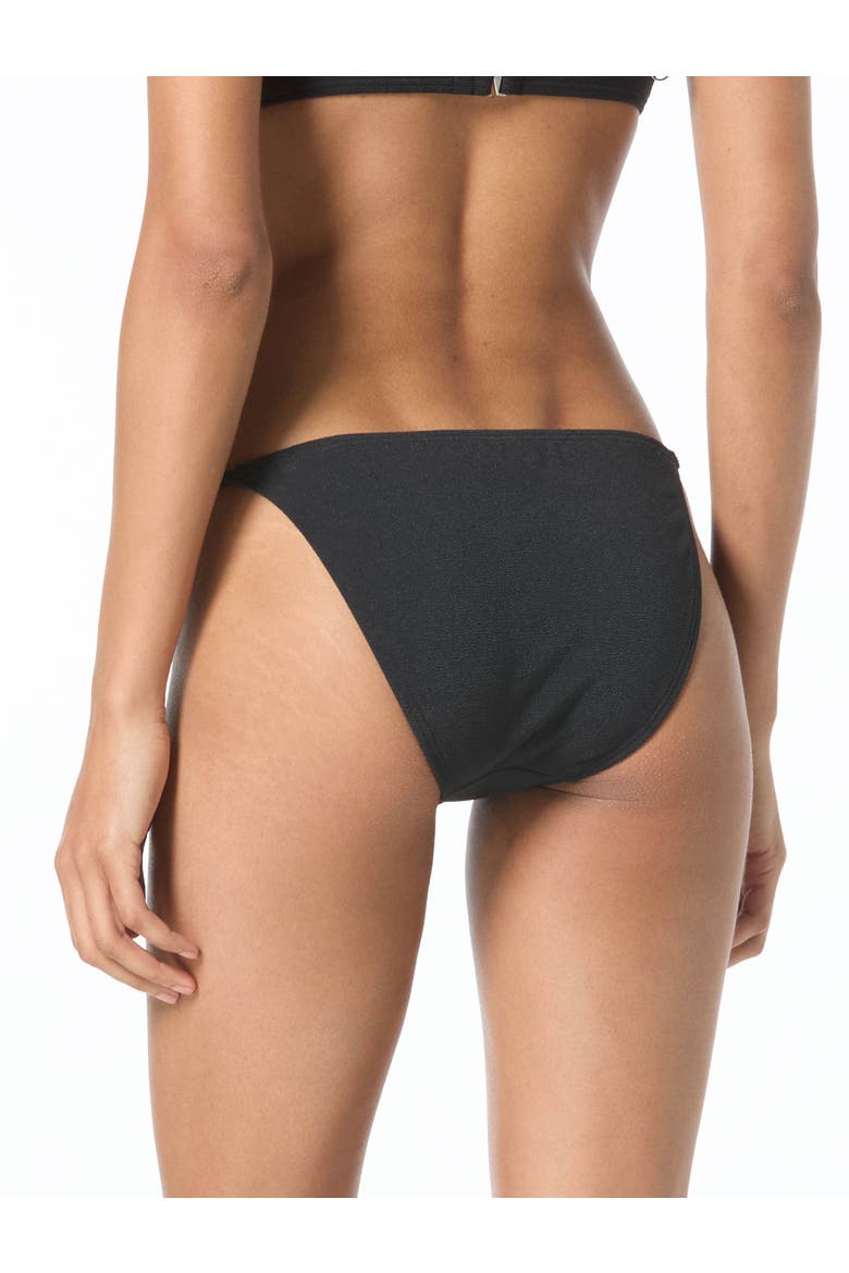 Oval Link Crepe Solids Bikini Swim Bottom, Alternate, color, Black