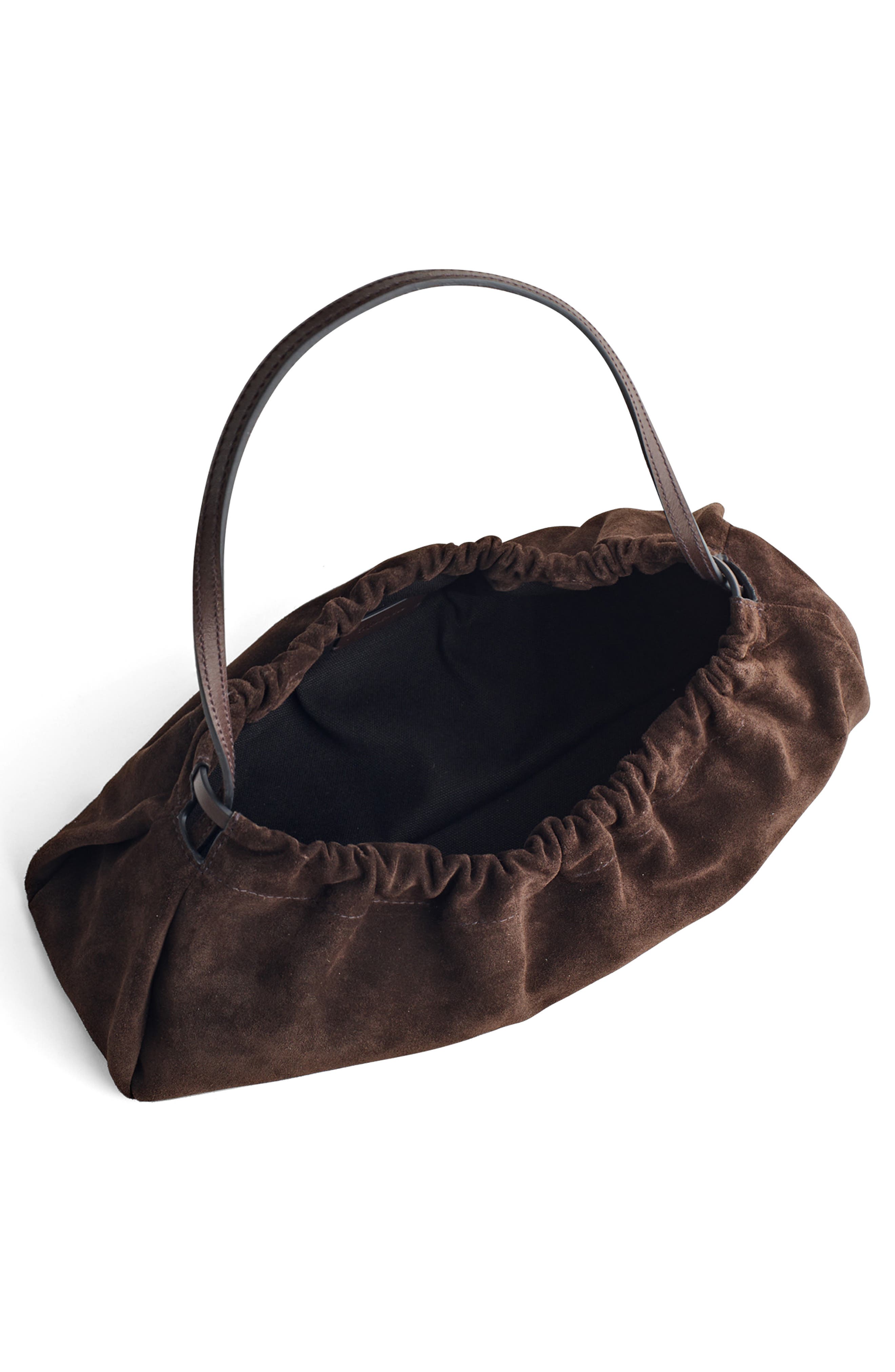 Ruched Suede Clutch, Alternate, color, DARK CAROB