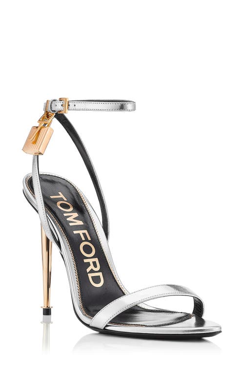 Tom Ford Padlock Naked Metallic Pointy Toe Sandal In Silver