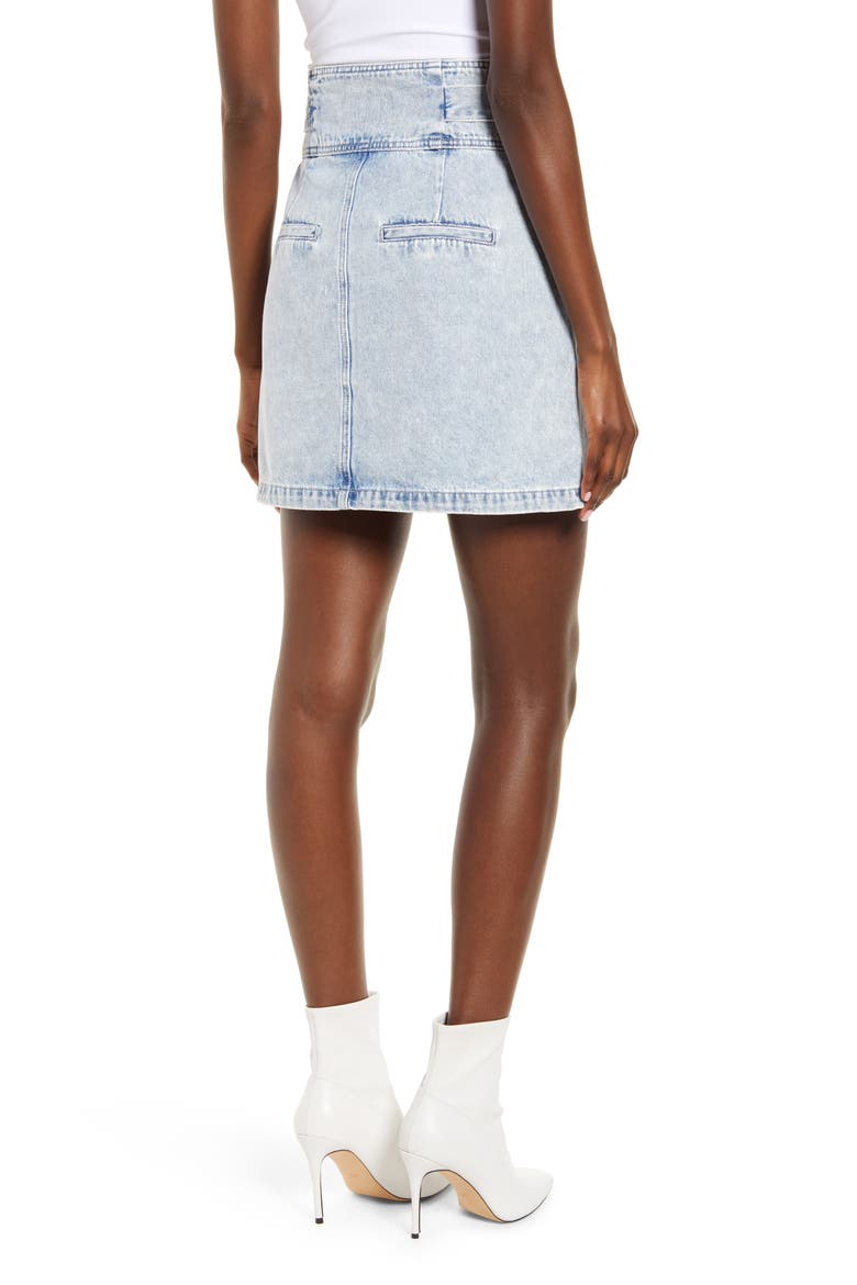 Tie Waist Denim Skirt, Alternate, color, LIGHT BLUE DENIM