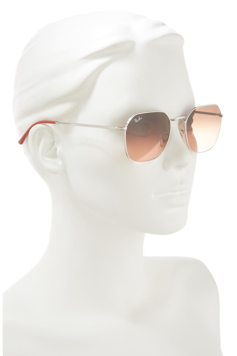 53mm Geometric Sunglasses, Alternate, color, SILVER