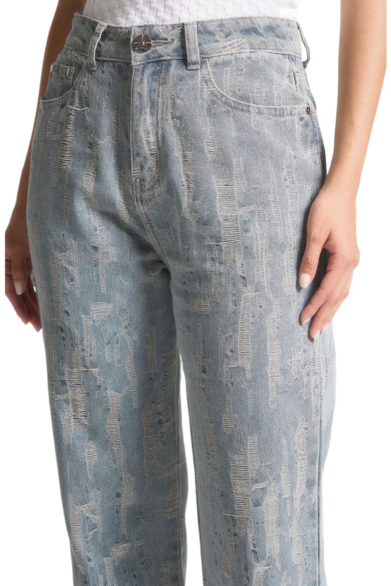 Florence Distressed High Rise Straight Leg Jeans, Alternate, color, Mid Blue