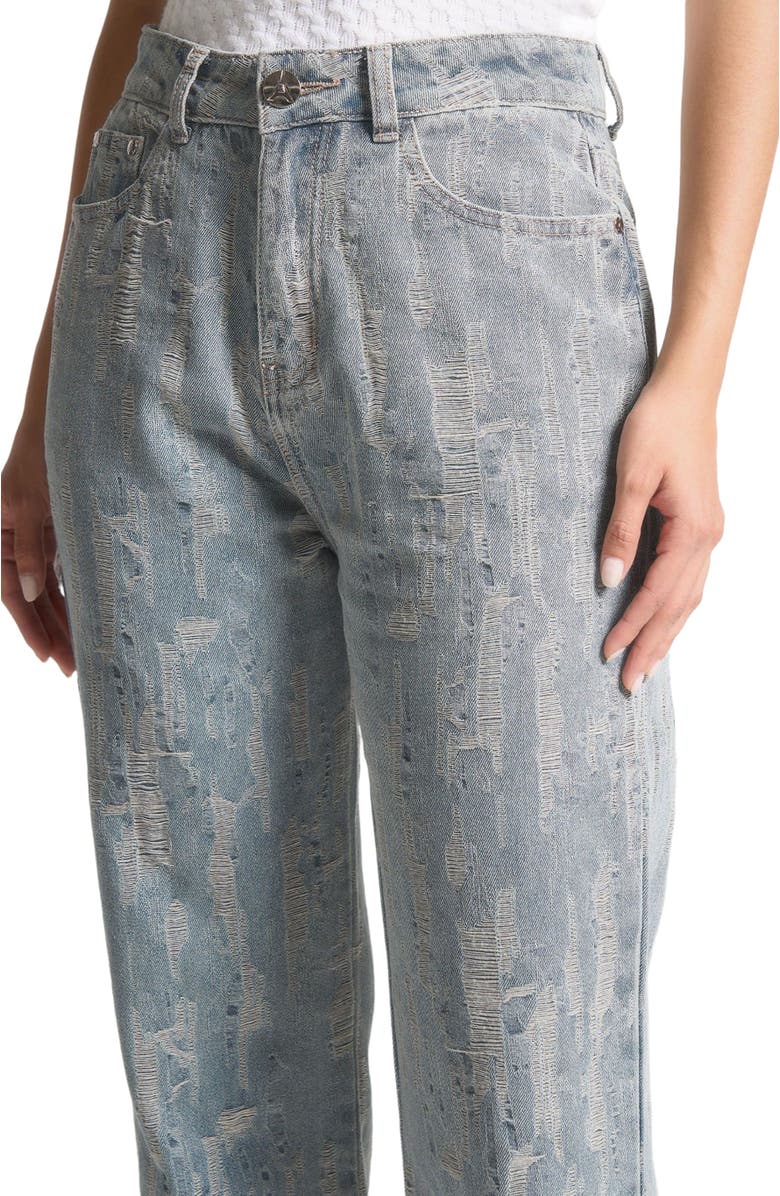 Manière De Voir Florence Distressed High Rise Straight Leg Jeans, Alternate, color, Mid Blue