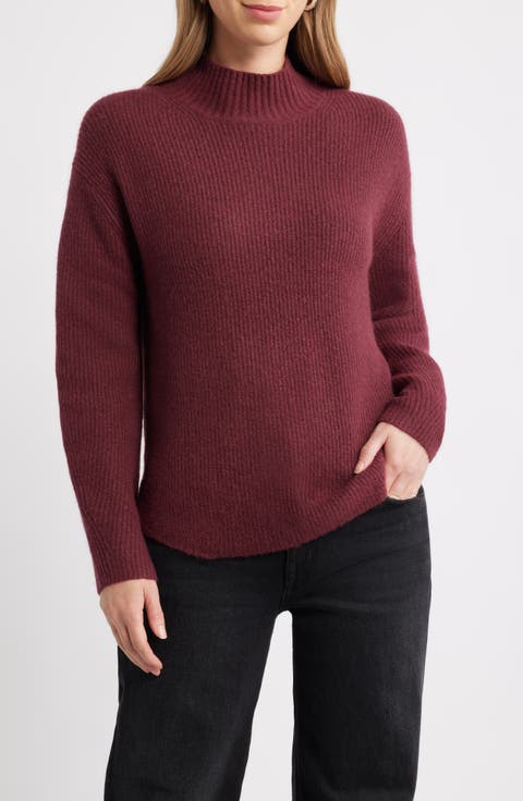 Shirttail Mock Neck Sweater