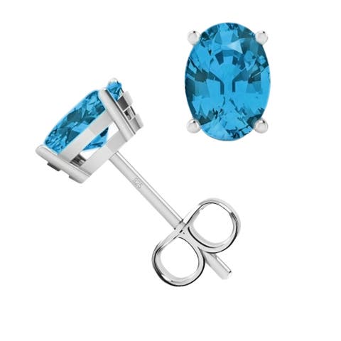 Sterling Silver Oval Light Blue Earrings