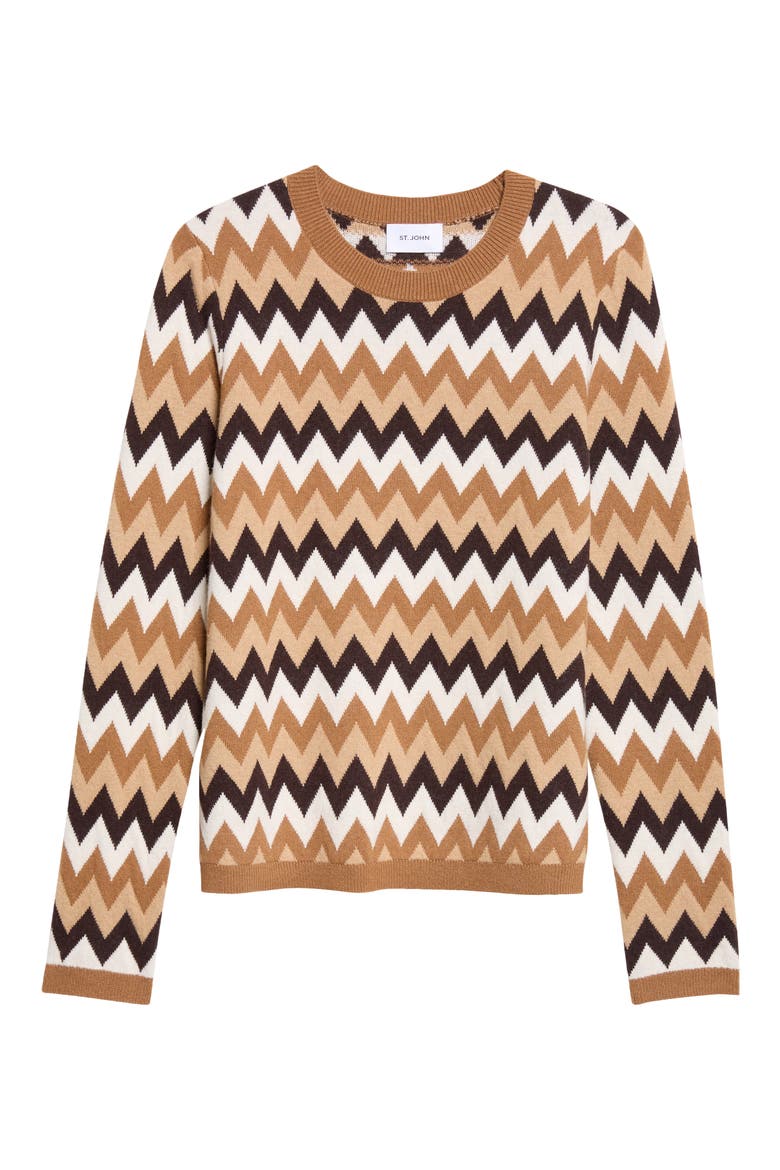 Chevron Wool Blend Knit Sweater, Main, color, CHOCOLATE/ ECRU/ BROWN/ CAMEL