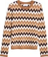 ST. JOHN Chevron Wool Blend Knit Sweater