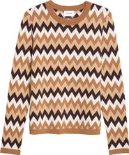 ST. JOHN Chevron Wool Blend Knit Sweater