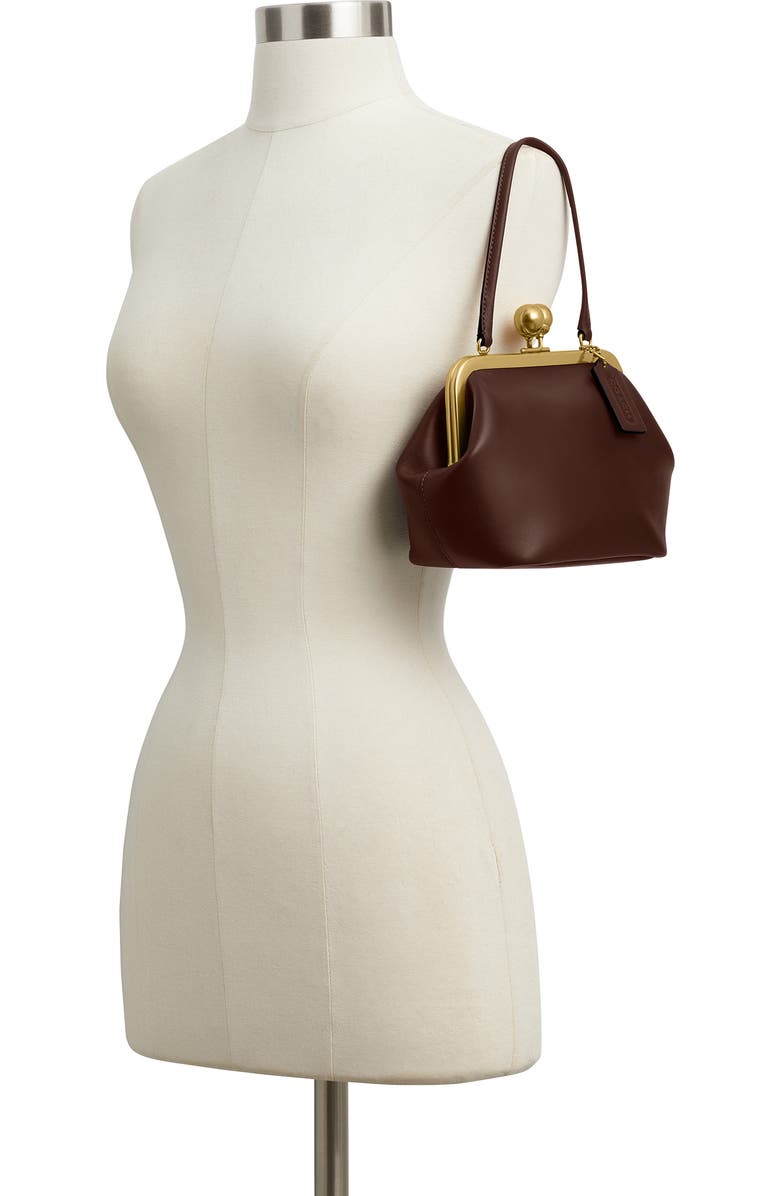 COACH Kisslock Frame Leather Bag, Alternate, color, B4/Maple