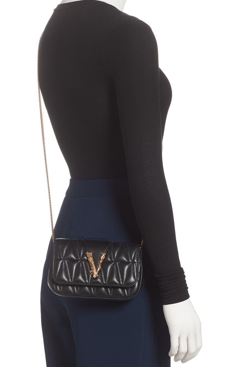 Versace First Line V Matelassé Leather Crossbody Bag, Alternate, color,