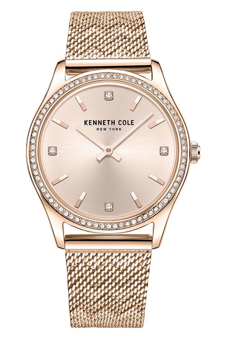 Classic Slim Mesh Strap Watch, 34mm, Main, color, ROSE GOLD