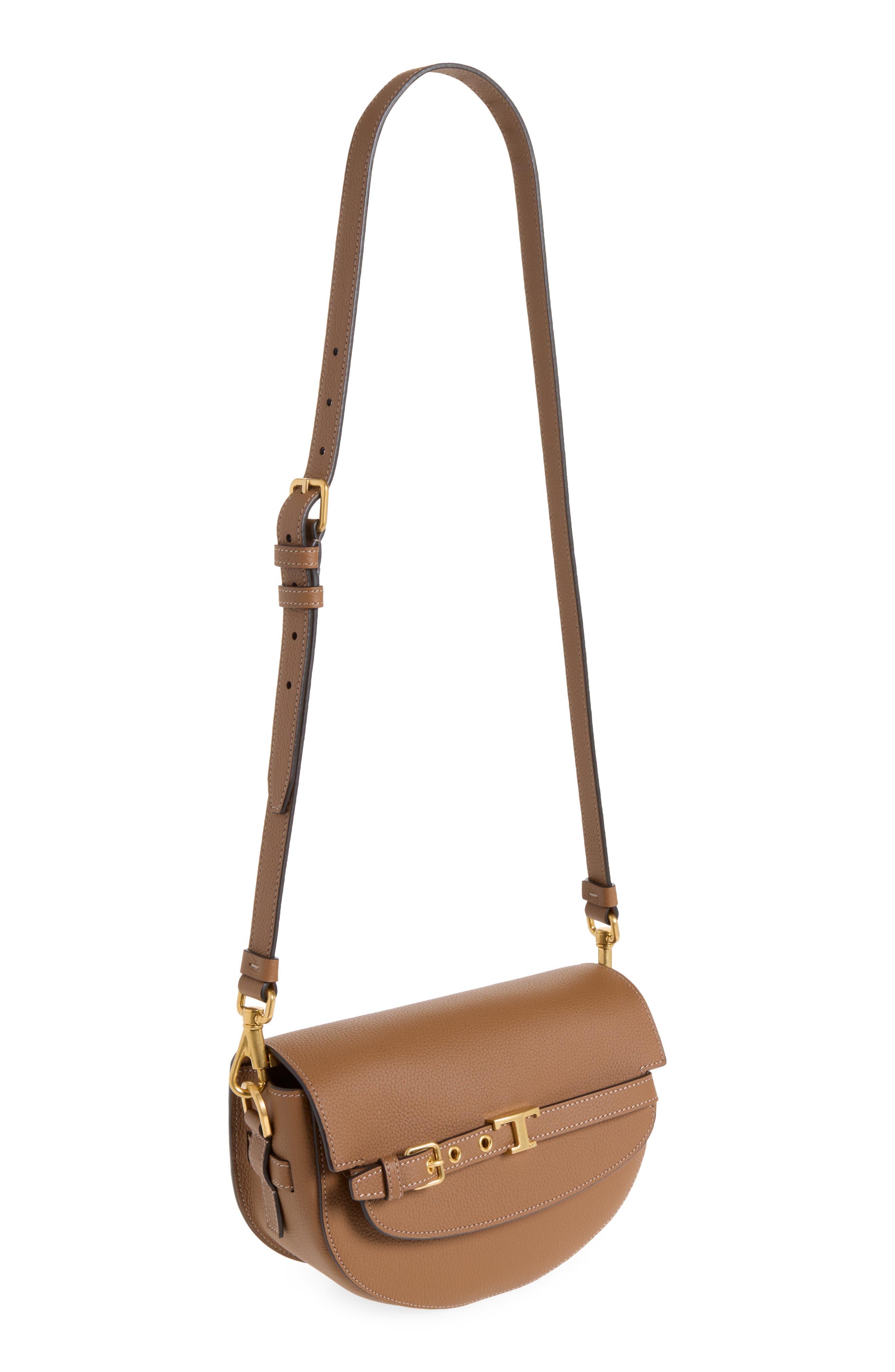 Tim Tracollina Tonda Mini Leather Crossbody Bag, Alternate, color, MARRONE CHIARO/ MARRONE