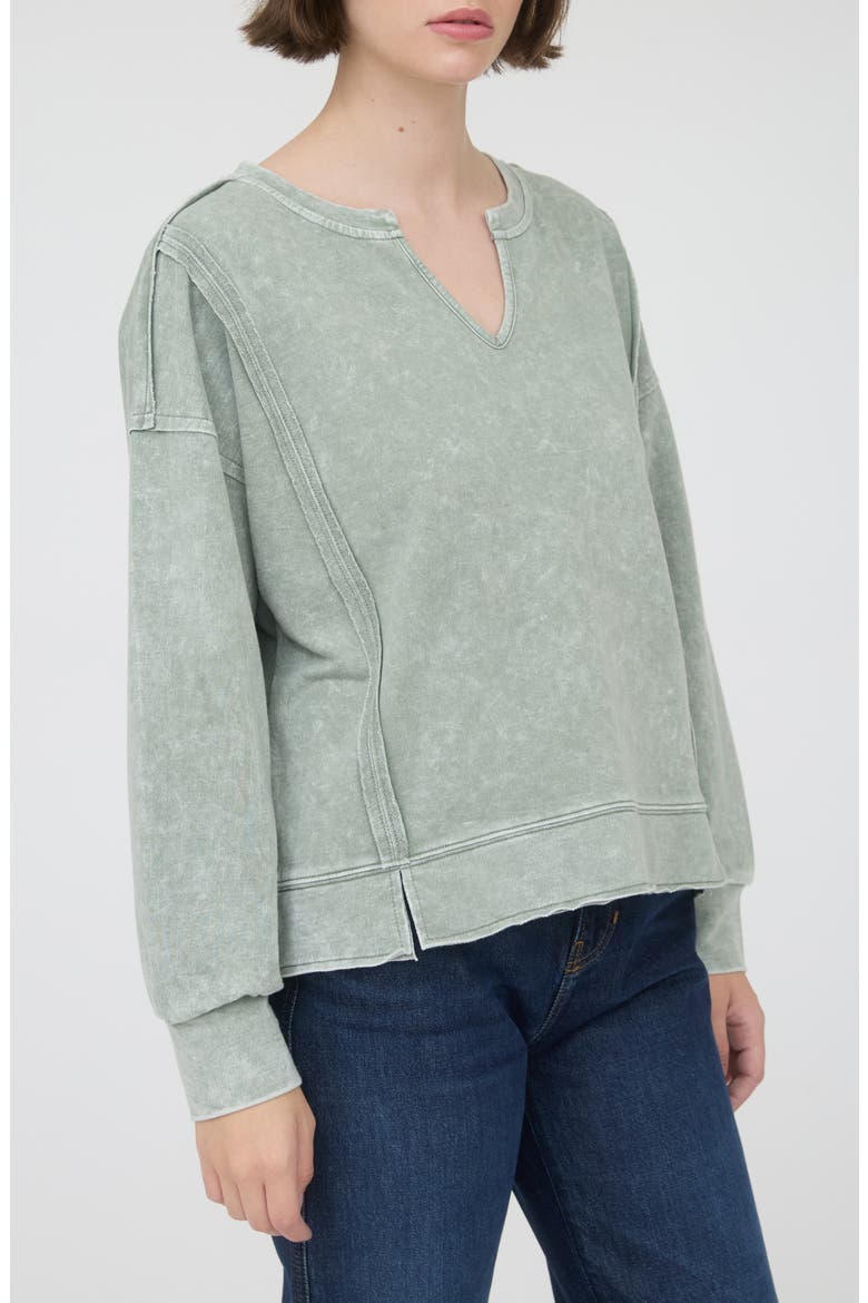 Split Neck Long Sleeve Shirt, Alternate, color, MOSS