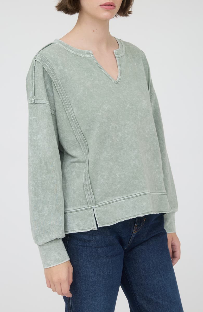 Blu Pepper Split Neck Long Sleeve Shirt, Alternate, color, Moss
