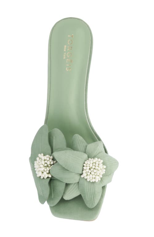 Torgeis Sierra Flower Slide Sandal In Sage Green