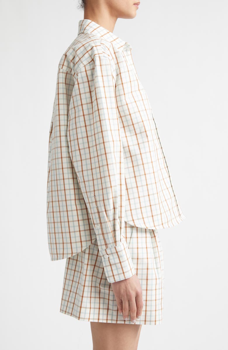 Victoria Beckham Ellys Check Cotton Poplin Button-Up Shirt, Alternate, color, Multi / White Check