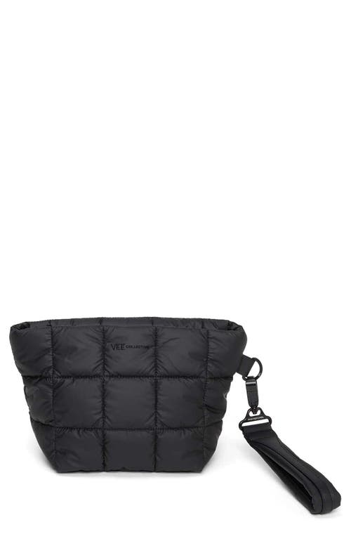 Veecollective Porter Water Resistant Quilted Recycled Nylon Clutch In Matte Black