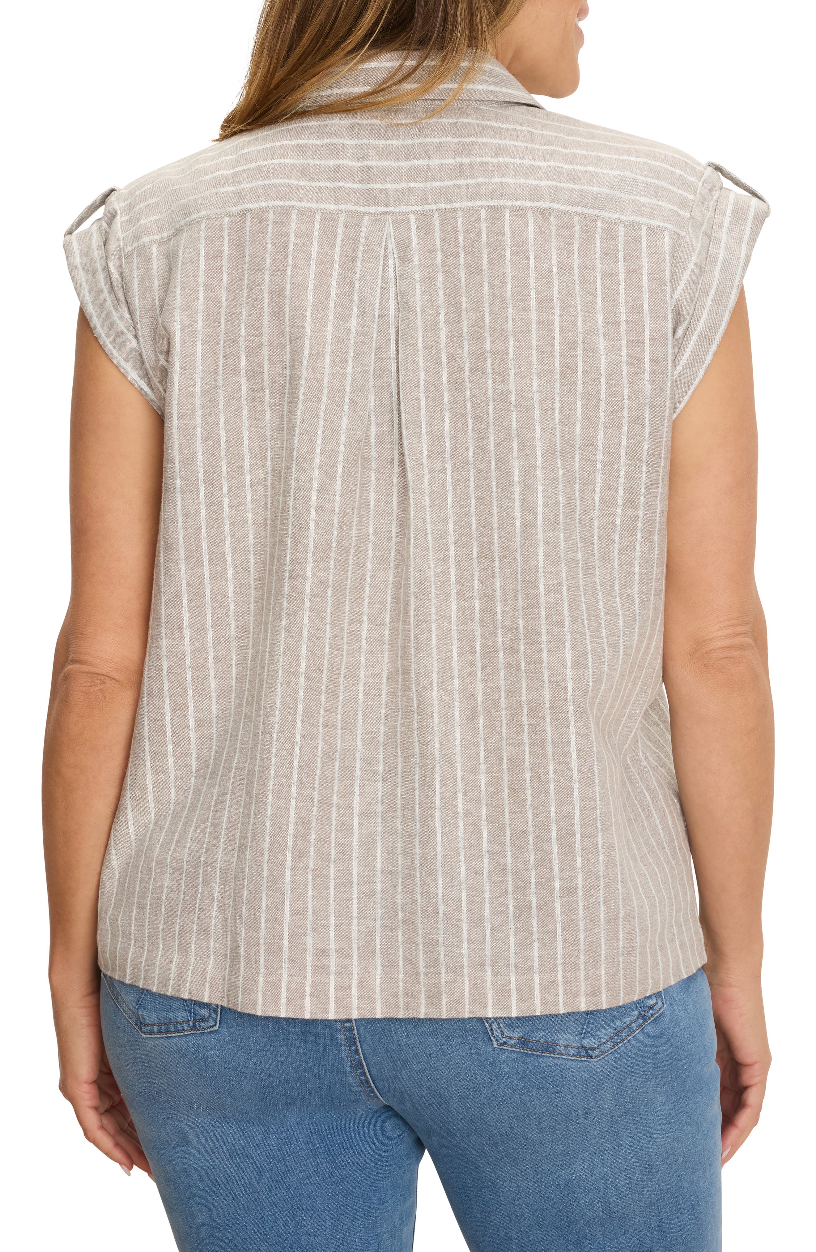 Stripe Cotton & Linen Blend Button-Up Resort Shirt - image 2