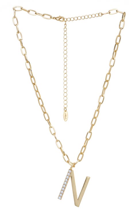 Imitation Pearl Initial Pendant Necklace