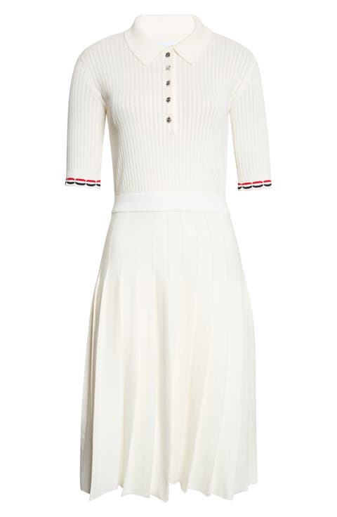 Pointelle Rib Stitch Polo Dress