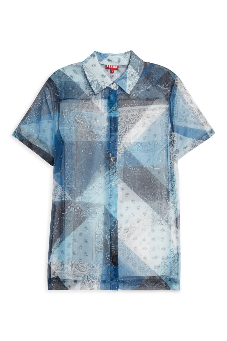 Pallas Bandana Print Patchwork Short Sleeve Button-Up Shirt, Alternate, color, PATCHWORK BANDANA CAPRI