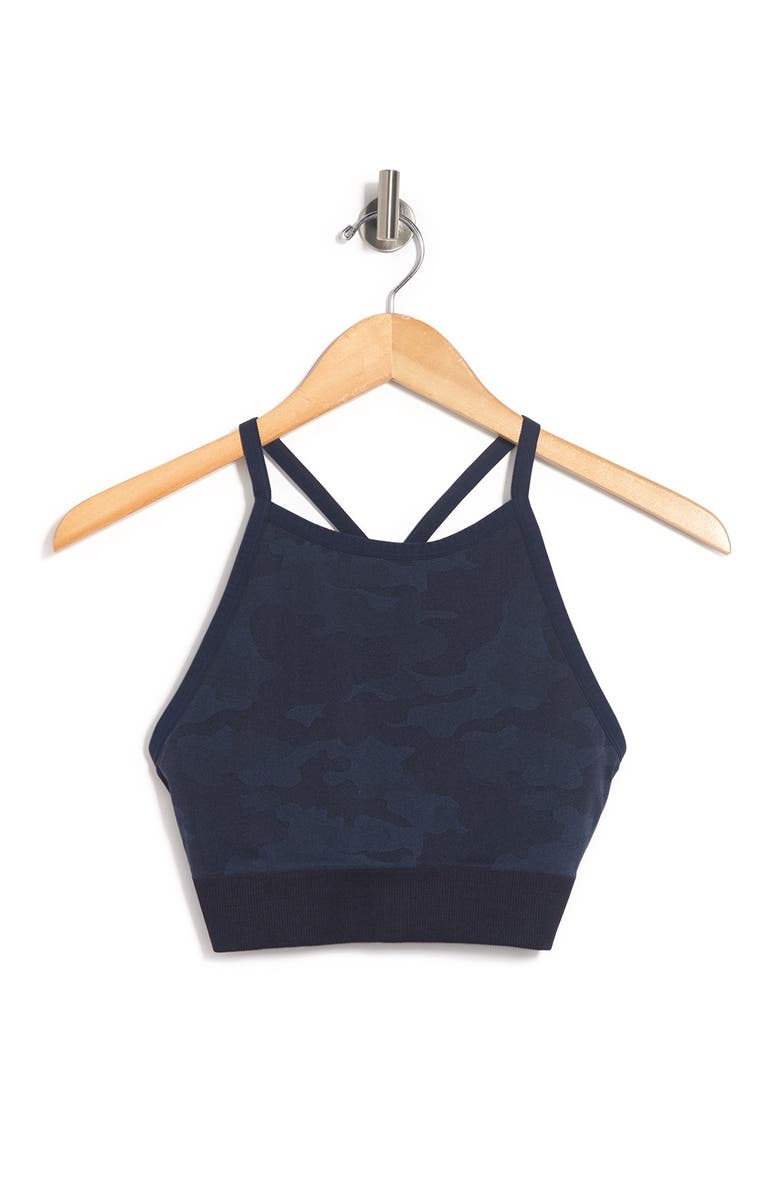 Splendid High Neck Camo Sports Bra, Alternate, color, 