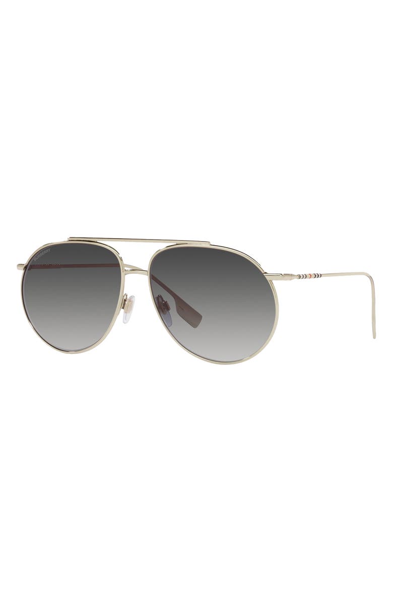 Burberry 61mm Aviator Sunglasses, Alternate, color, Lt Gold