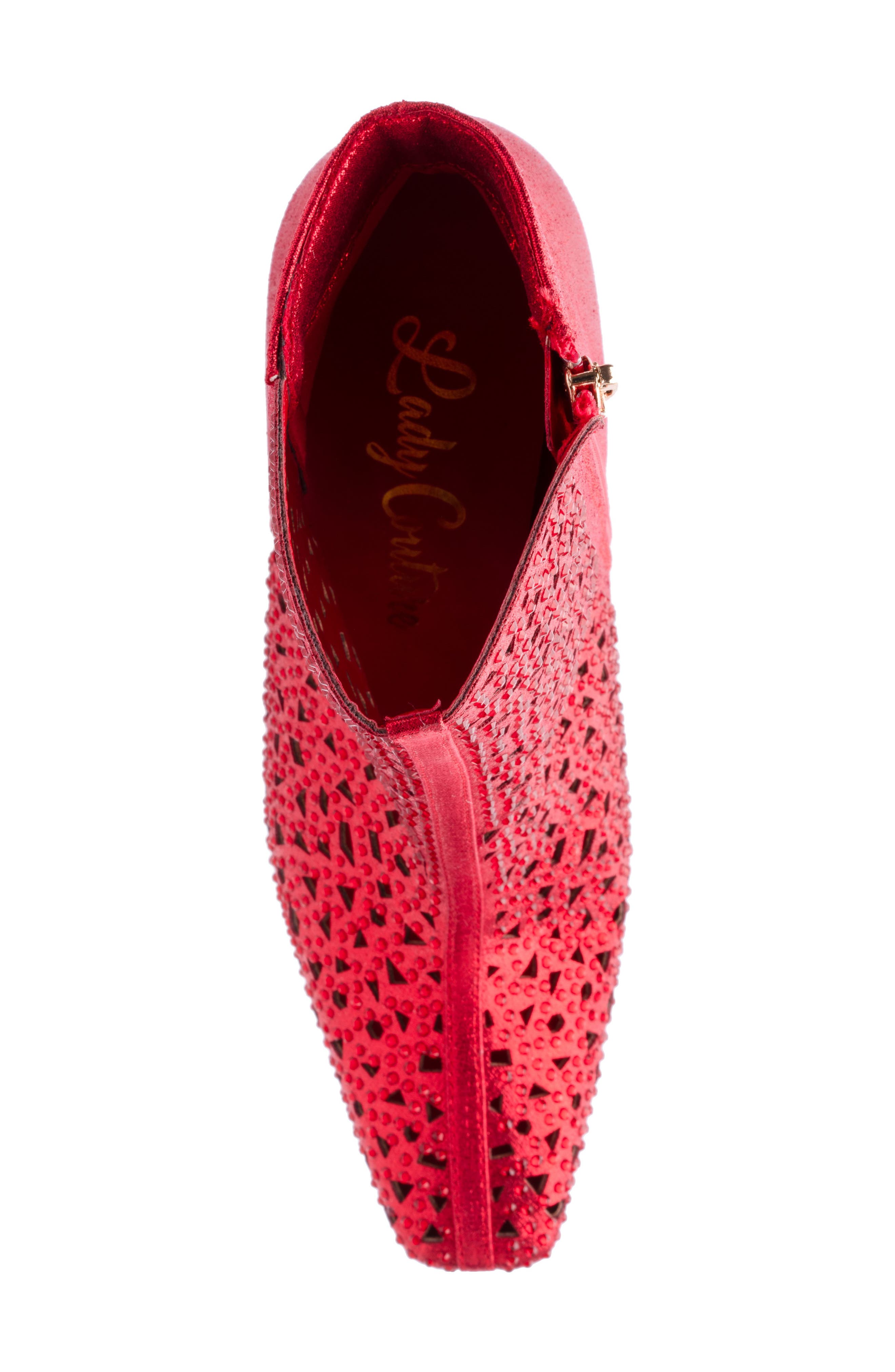 LADY COUTURE Breeze Rhinestone Pointed Toe Bootie, Alternate, color, Red