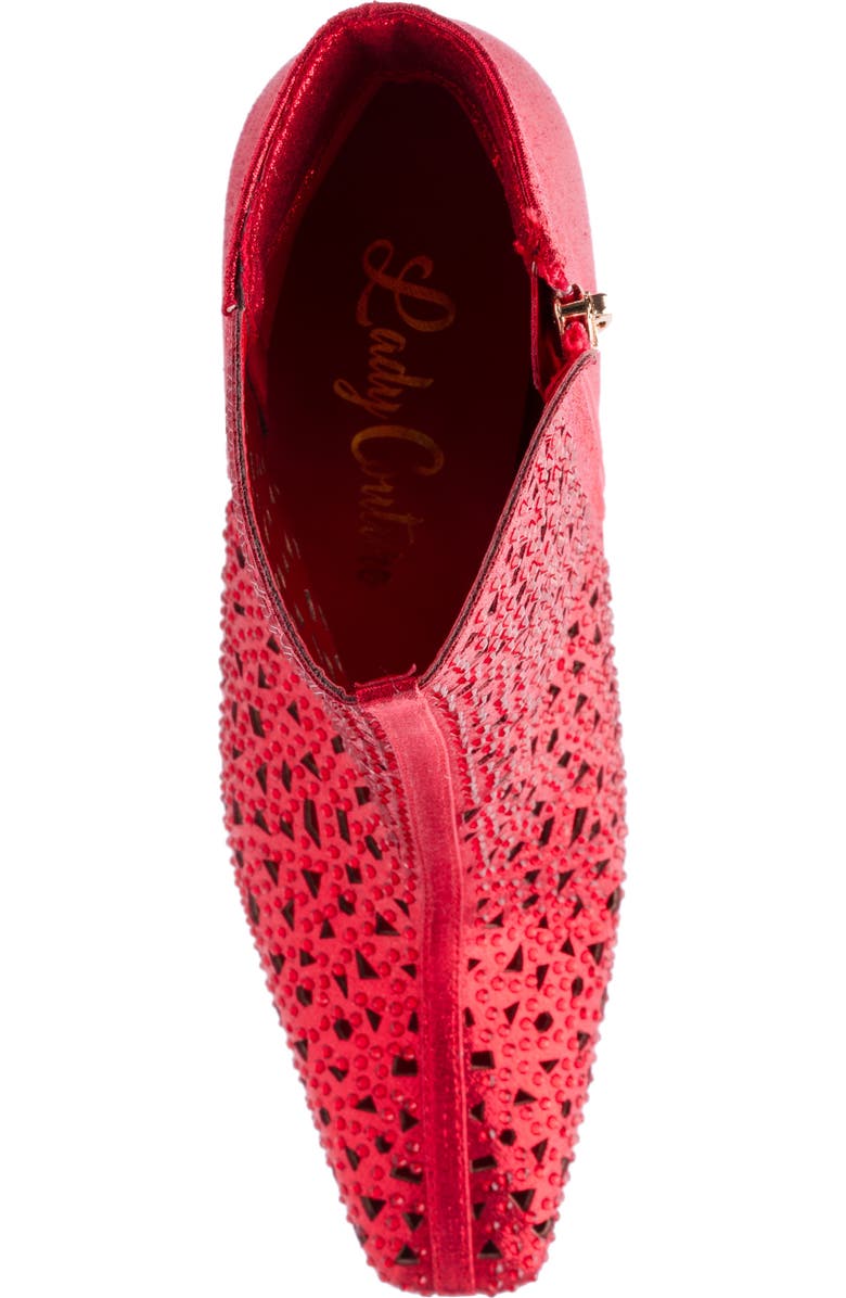 LADY COUTURE Breeze Rhinestone Pointed Toe Bootie, Alternate, color, Red