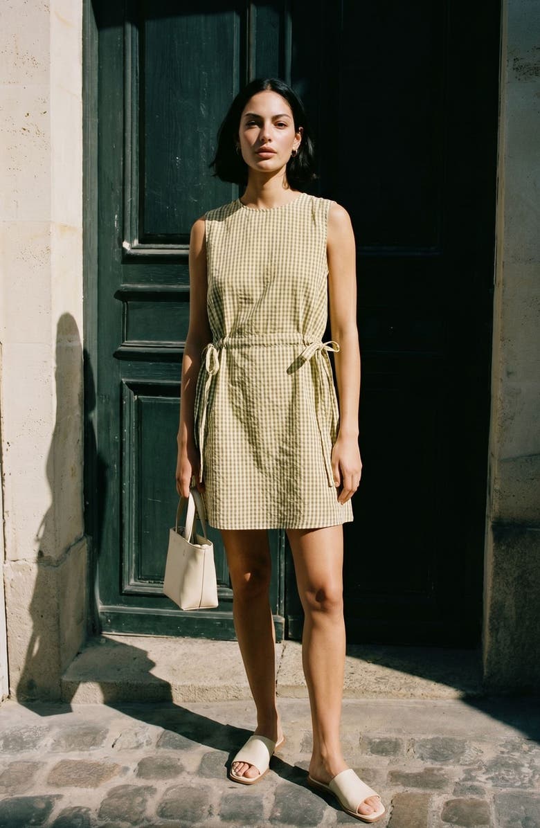 VERO MODA Camilla Sleeveless Gingham Dress, Alternate, color, Fog Green Checks Willow