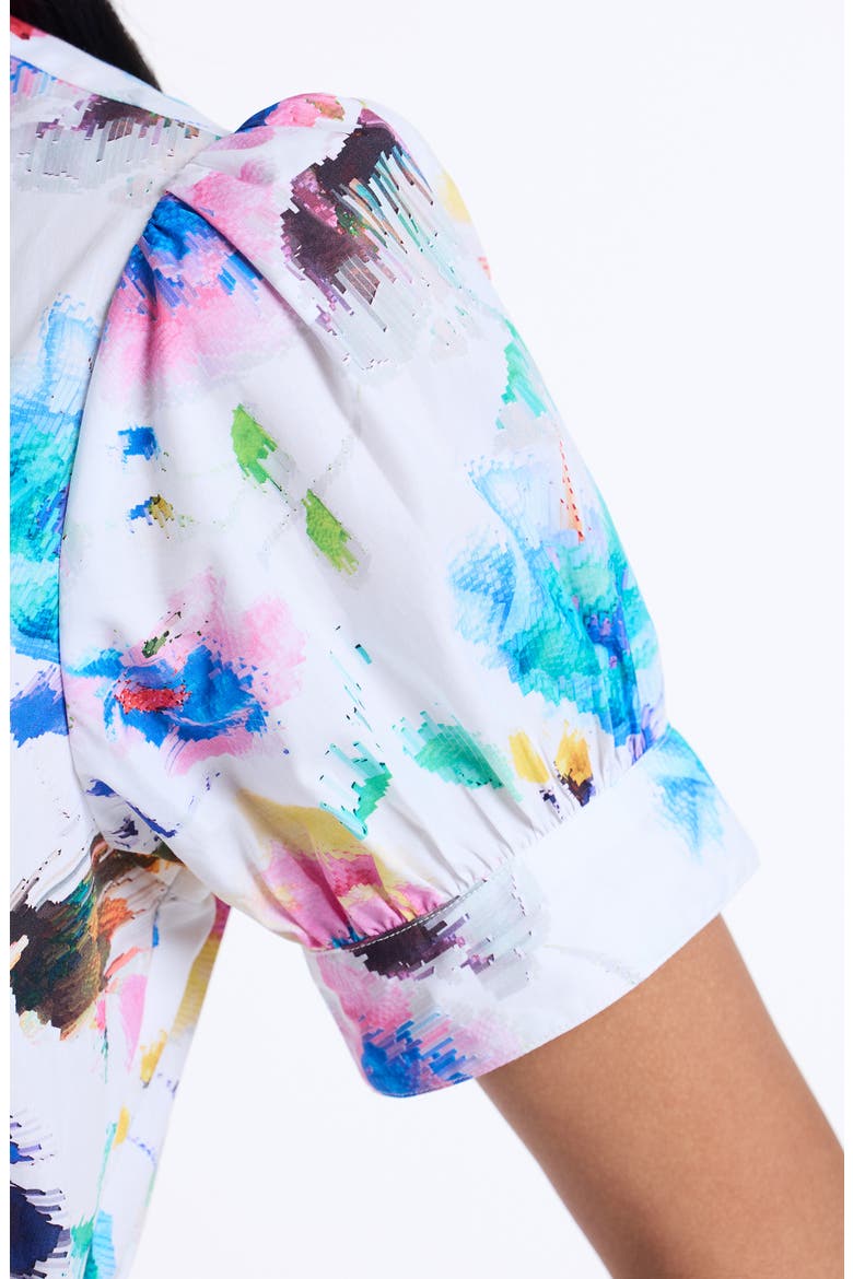 Carolina Floral Short Sleeve Cotton Shirtdress, Alternate, color, WHITE MULTI