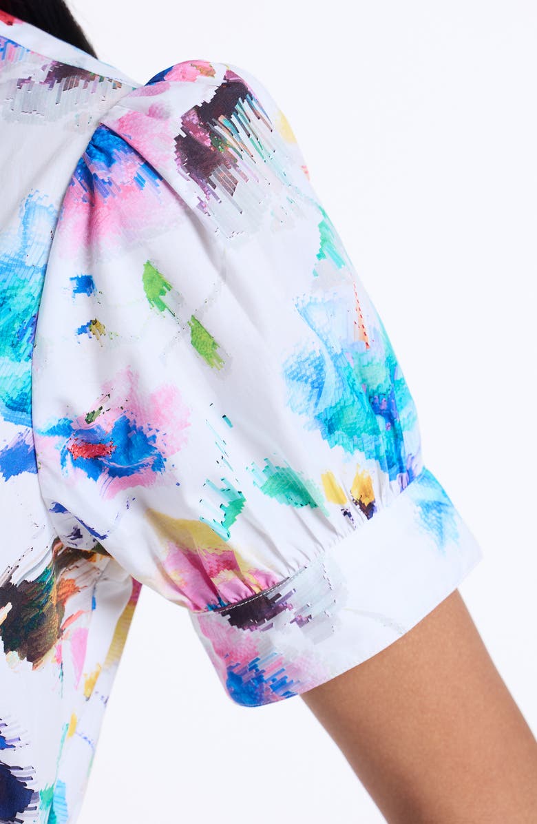 Robert Graham Carolina Floral Short Sleeve Cotton Shirtdress, Alternate, color, White Multi