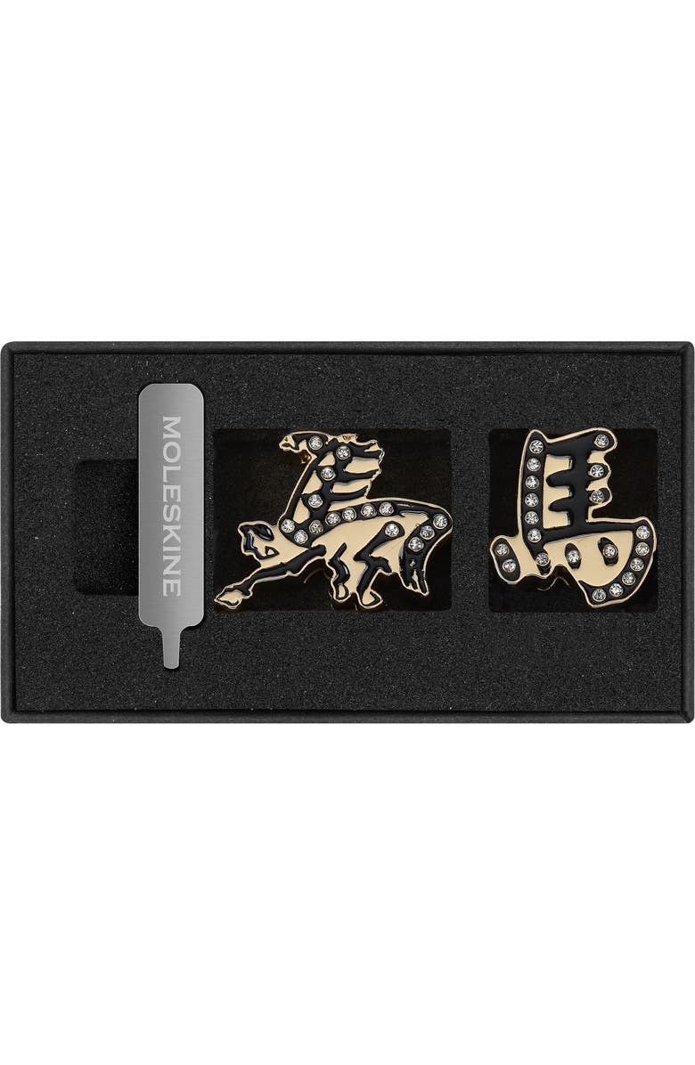 Moleskine Year of the Fire Horse Set of 2 Pins, Alternate, color, Gold