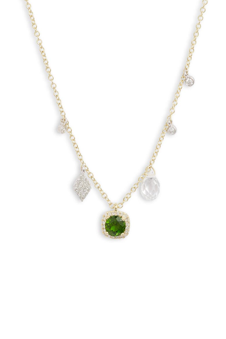 Tourmaline & Diamond Charm Frontal Necklace, Main, color, YELLOW GOLD