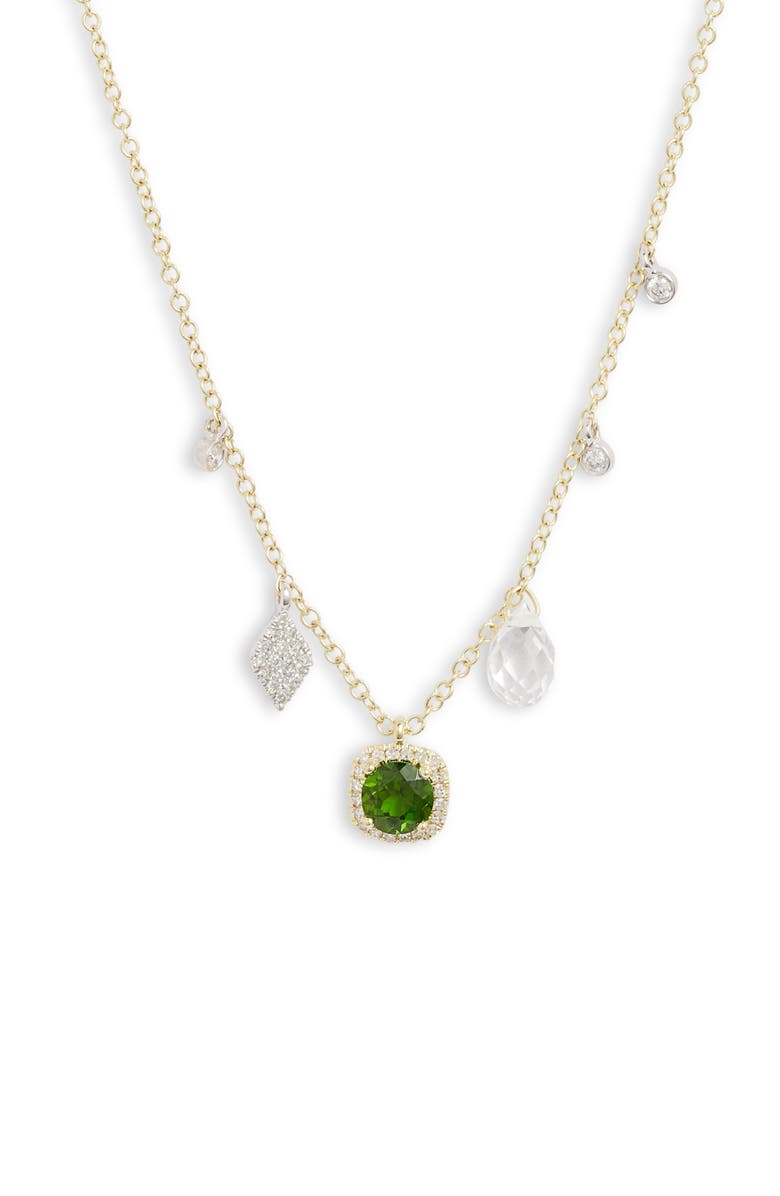 Meira T Tourmaline & Diamond Charm Frontal Necklace, Main, color,