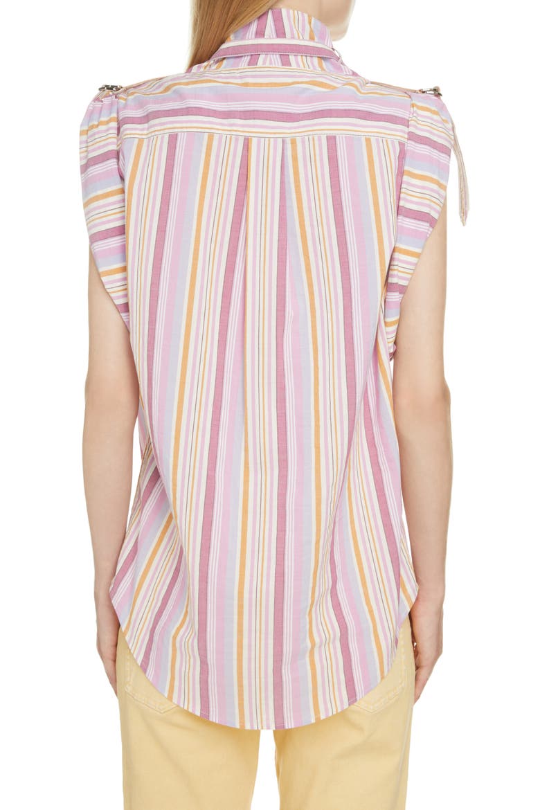 Tarlame Stripe Belted Cotton Top, Alternate, color, PINK