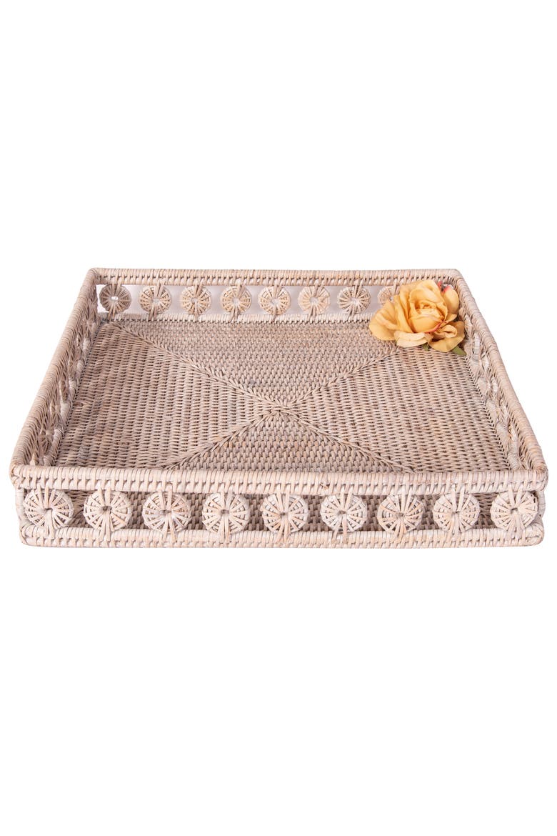 Artifacts Rattan Inna Design Square Tray, Alternate, color, White Wash