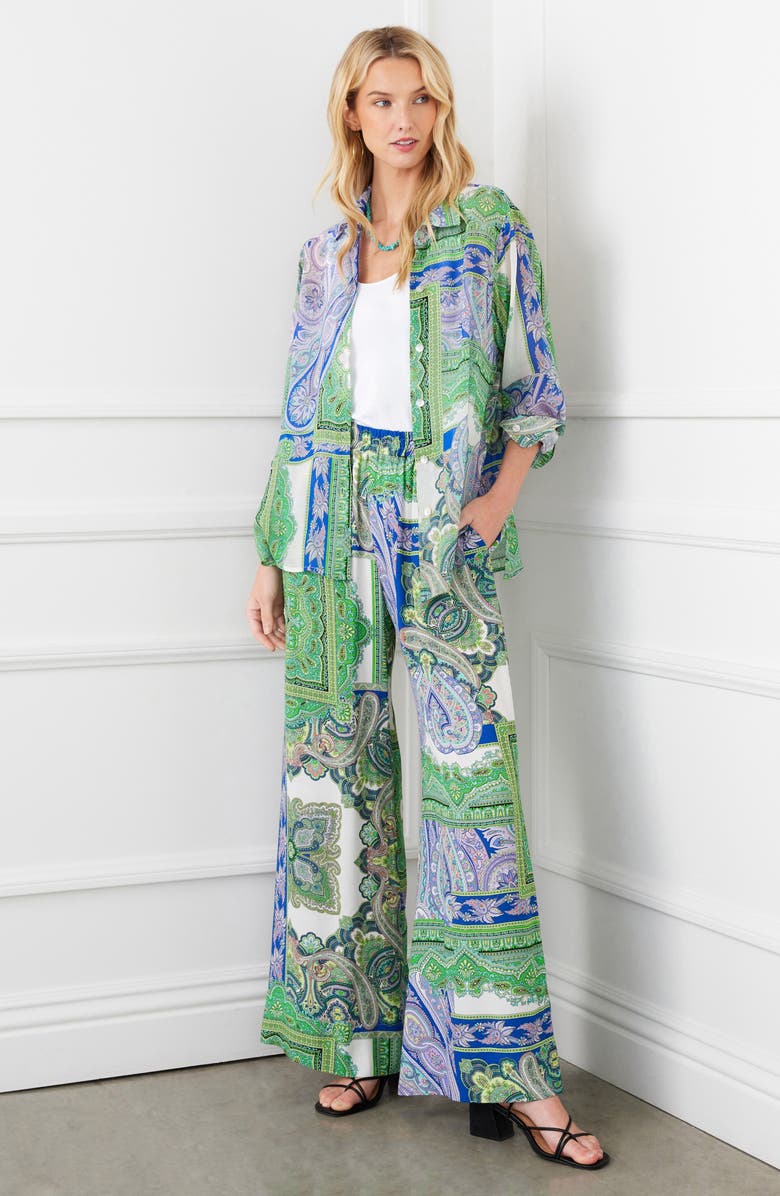 Karen Kane Paisley Print High Waist Wide Leg Pants, Alternate, color, 