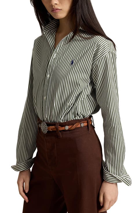Stripe Relaxed Fit Cotton Button-Up Shirt
