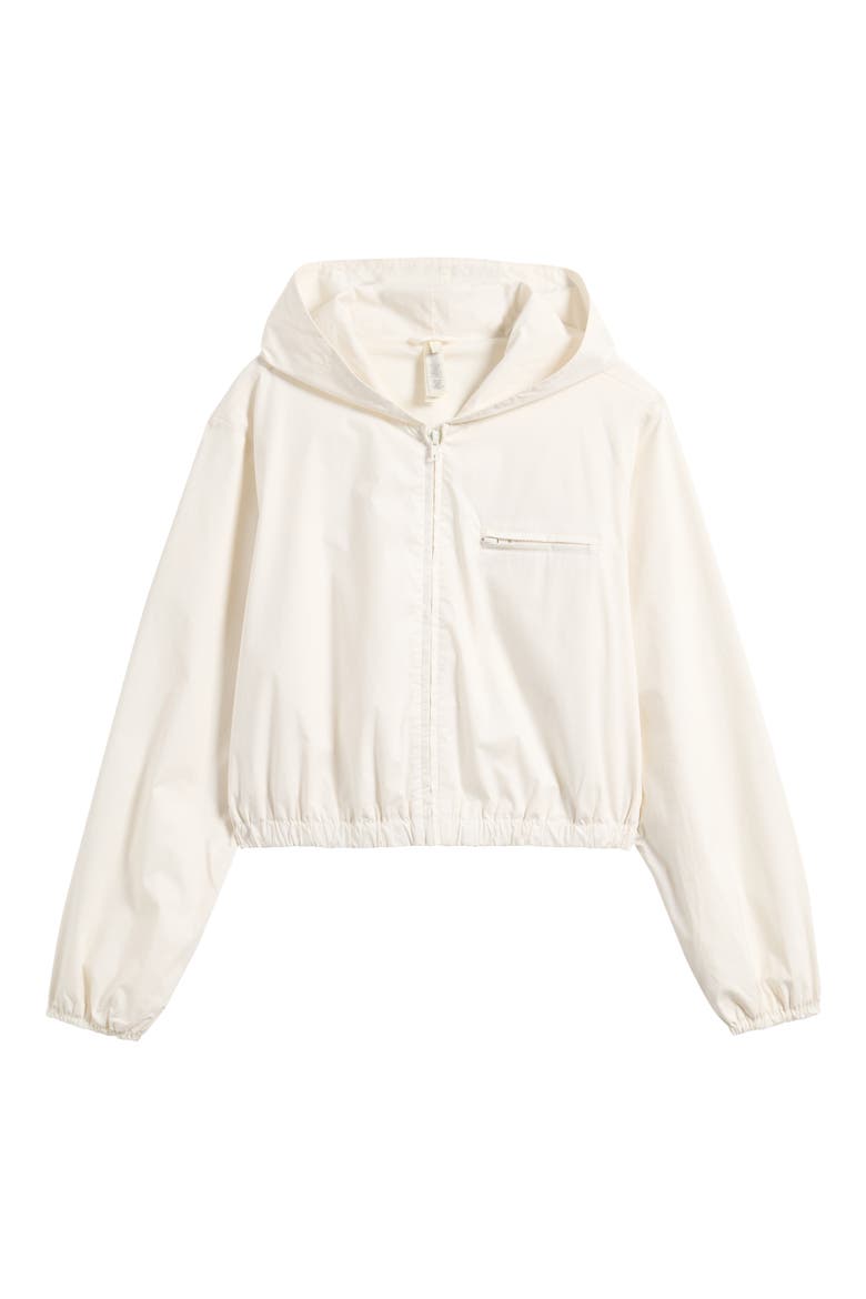 Swiss Cotton Crop Zip Hoodie, Alternate, color, EGRET