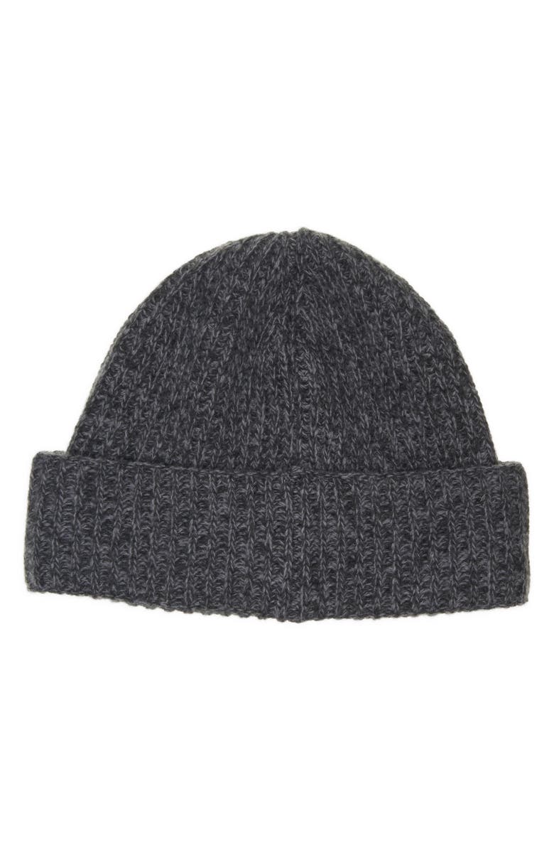 Moncler Logo Patch Virgin Wool & Cashmere Beanie, Alternate, color, Black