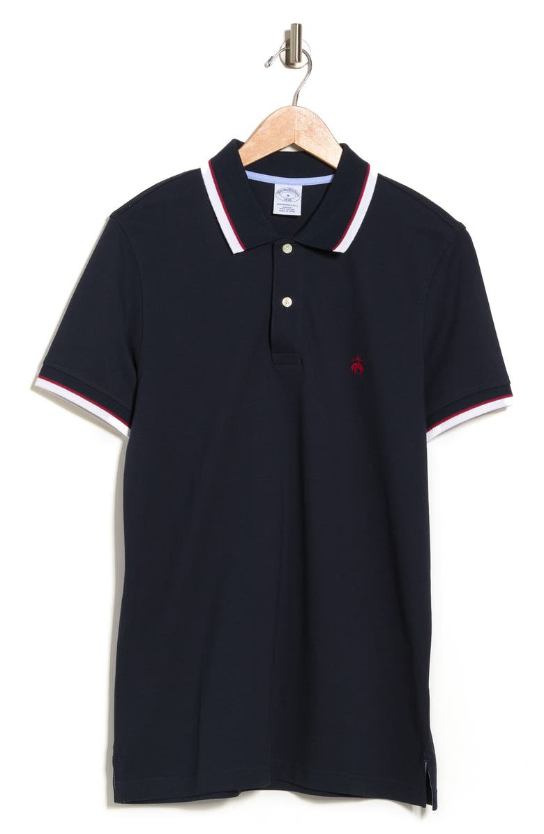 Brooks Brothers Pique Tipped Polo Shirt, Alternate, color, 
