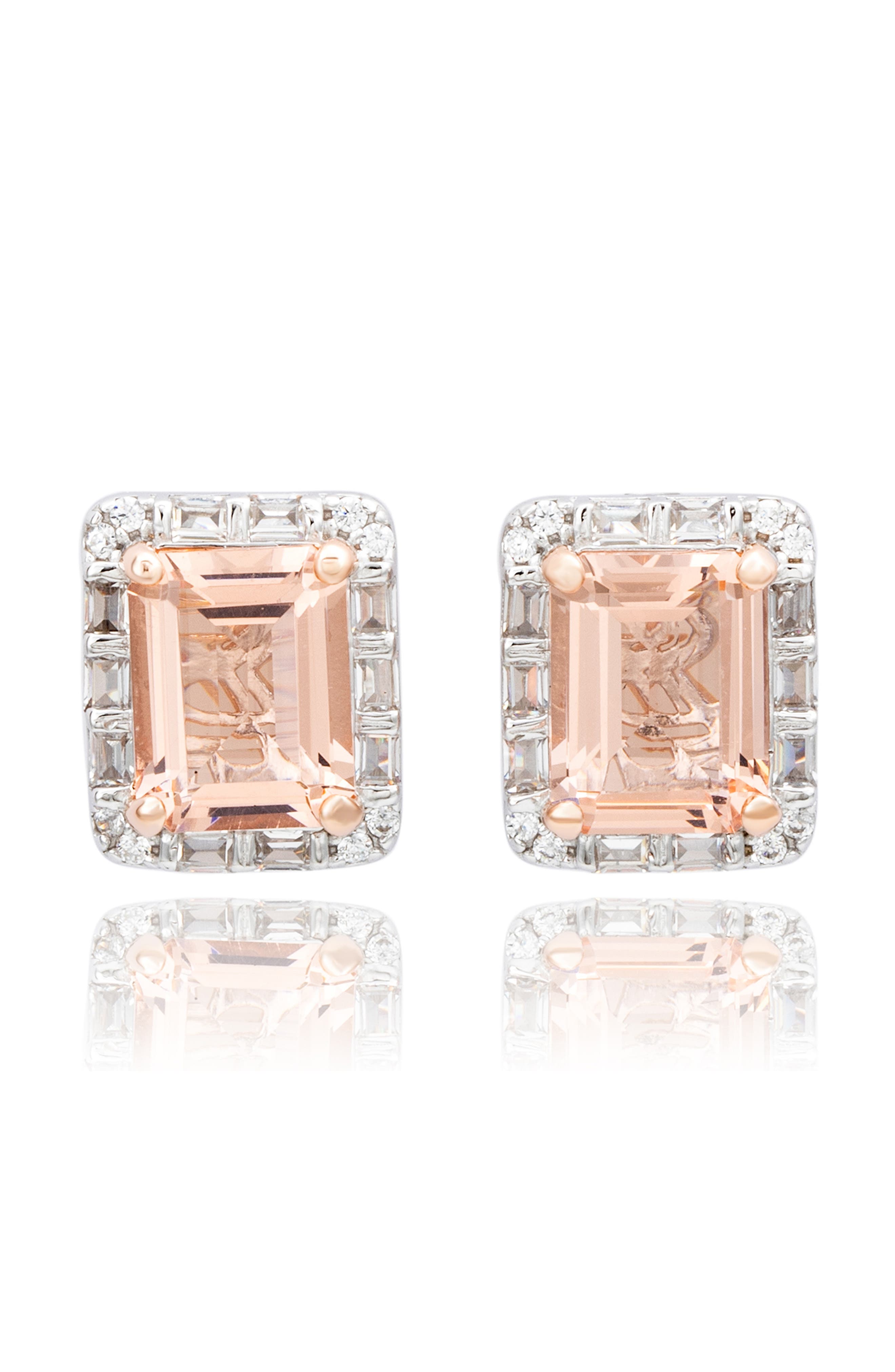 SUZY LEVIAN Emerald Cut Cubic Zirconia Halo Stud Earrings