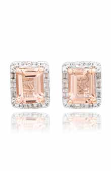 SUZY LEVIAN Emerald Cut Cubic Zirconia Halo Stud Earrings