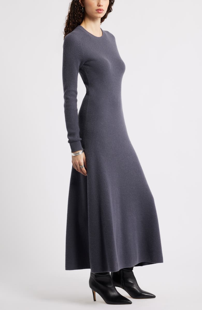 Nordstrom Long Sleeve Wool & Cashmere Rib Maxi Dress, Alternate, color, Grey Agate