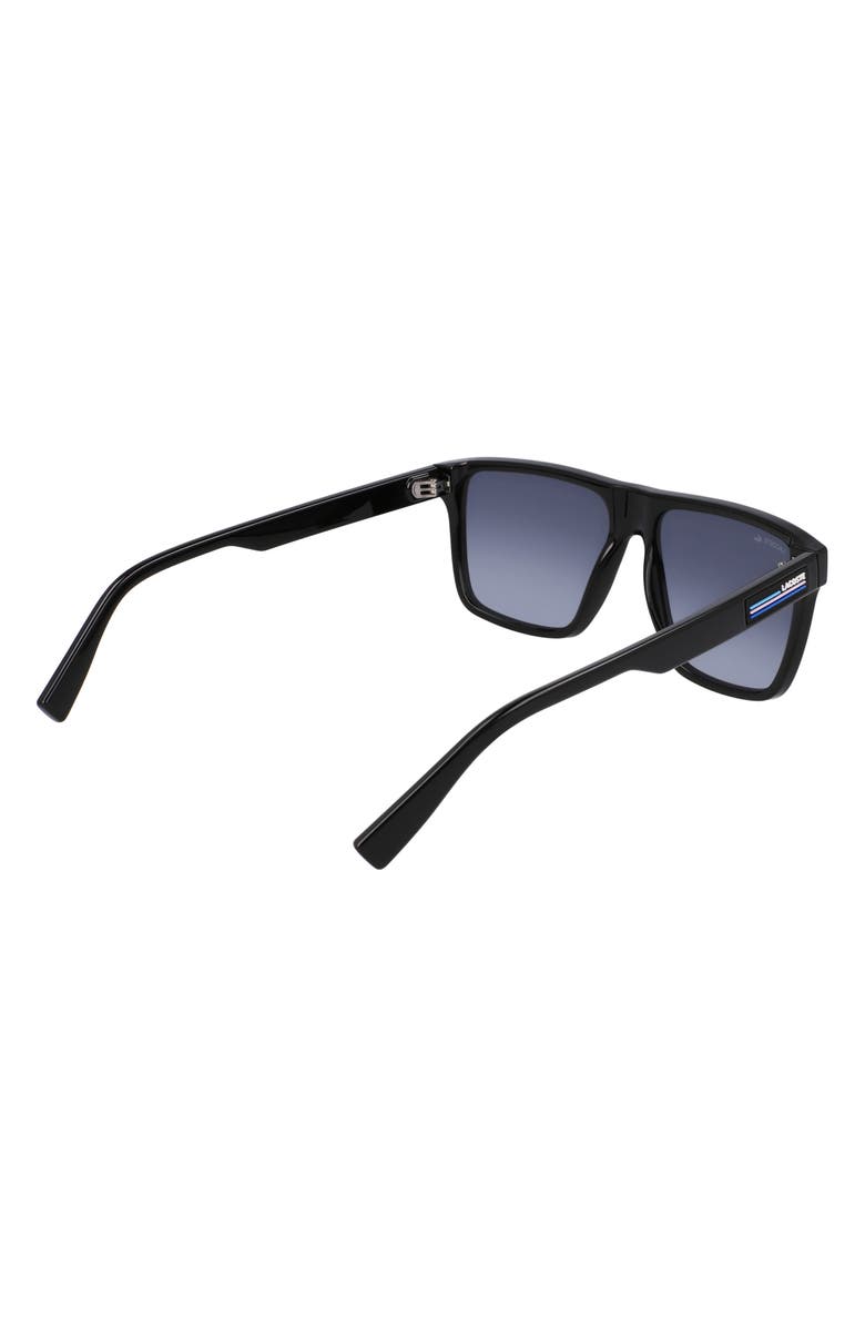 Lacoste Sport 57mm Rectangular Sunglasses, Alternate, color, Black